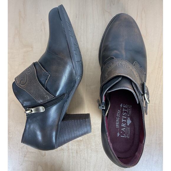 L'Artiste Spring Step Renaissance Buckle Clog Ankle Bootie Leather Size 7/EU 37 - Picture 11 of 12